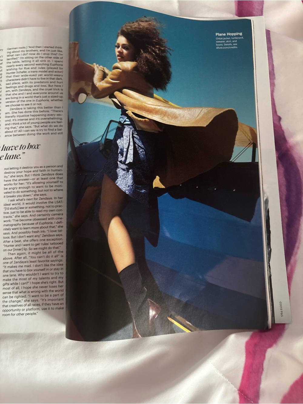 Zendaya for Allure Magazine - Blue & White Cover with Furry Coat - Picture 15 of 16